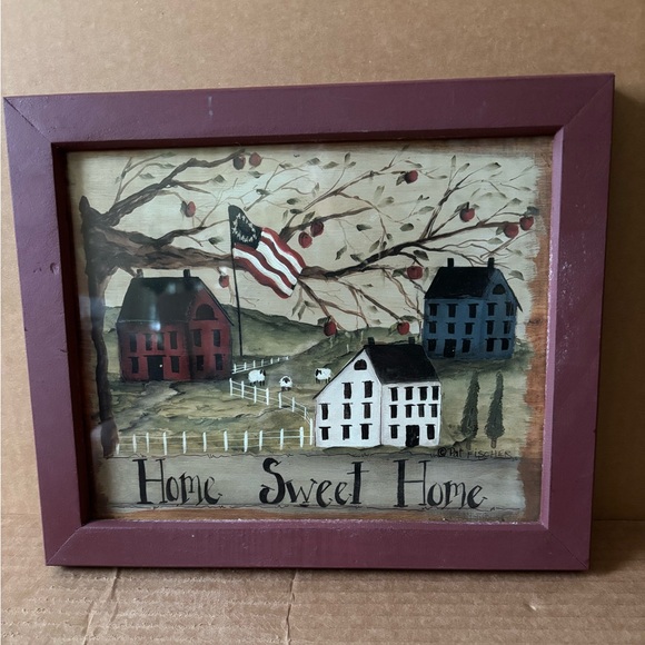 (4) Vintage Primitive Art Wall Pieces - Picture 4 of 5